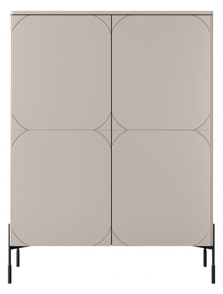 Komoda wysoka Sonatia 120 cm dwudrzwiowa z dwoma ukrytymi szufladami - kaszmir