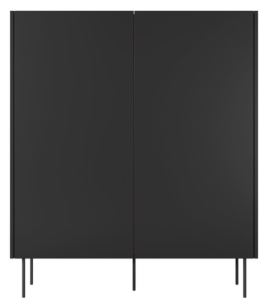 Komoda wysoka Desin 120 cm dwudrzwiowa z ukrytymi szufladami - czarny mat / dąb nagano