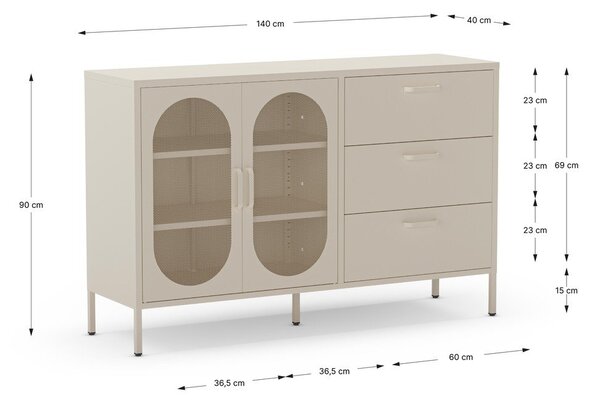 Kremowa komoda 140x90 cm Diora – Marckeric