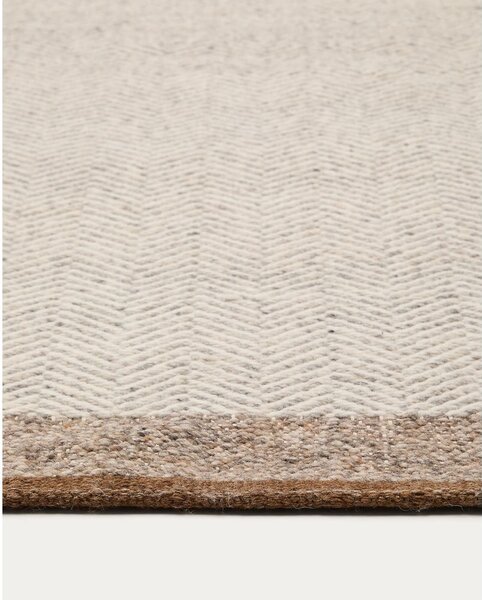 Beżowy wełniany dwustronny dywan tkany ręcznie 160x230 cm Nifelia – Kave Home