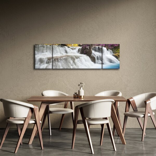 Obraz wodospadu Erawan w lesie (170x50 cm)