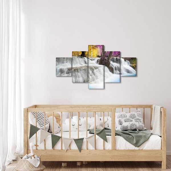 Obraz wodospadu Erawan w lesie (125x70 cm)
