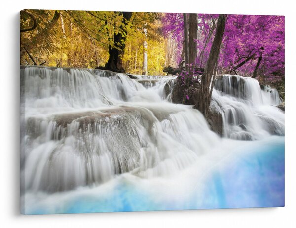Obraz wodospadu Erawan w lesie (70x50 cm)