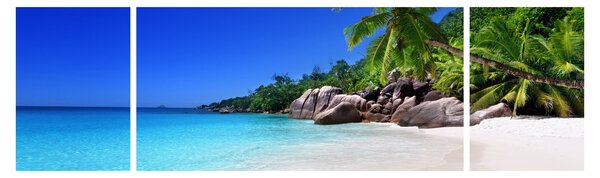 Obraz plaży na wyspie Praslin (170x50 cm)