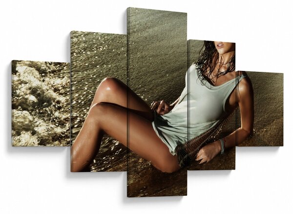Obraz kobiety na plaży (125x70 cm)