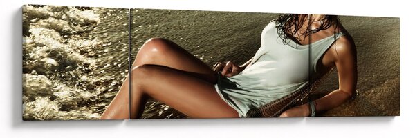 Obraz kobiety na plaży (170x50 cm)