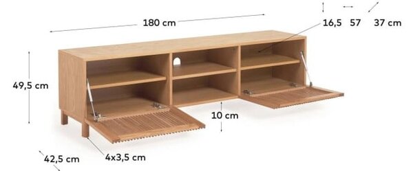 Szafka pod TV w dekorze dębu 180x50 cm Beyla – Kave Home