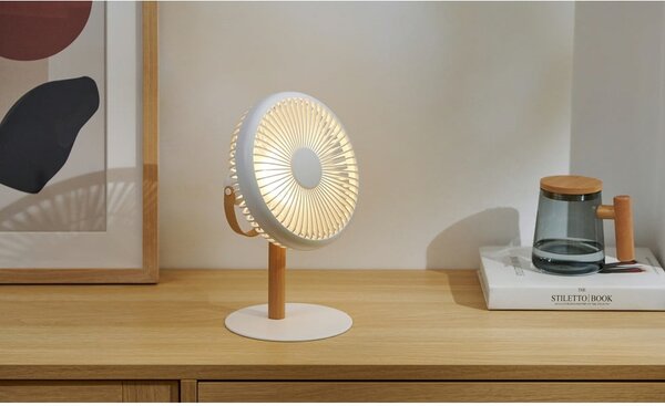 Kremowa lampa stołowa z wiatrakiem i zdalnym sterowaniem (wys. 26 cm) Beyond – Gingko