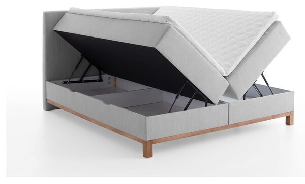 Jasnoszare łóżko boxspring ze schowkiem 160x200 cm Catania − Meise Möbel
