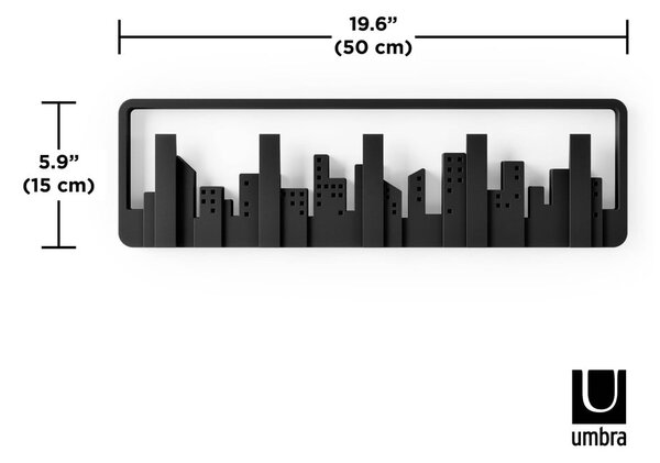 Czarny plastikowy wieszak ścienny Skyline – Umbra