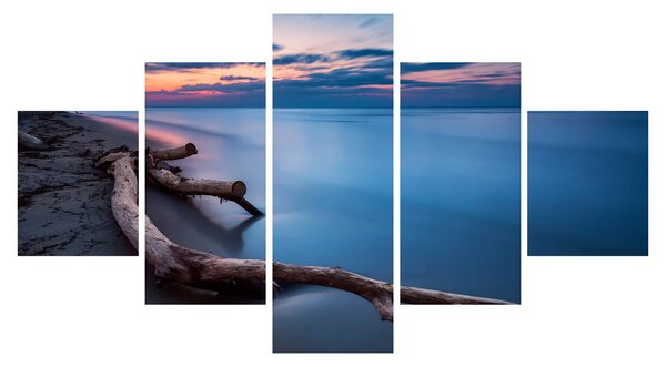Obraz plaży o zachodzie słońca (125x70 cm)