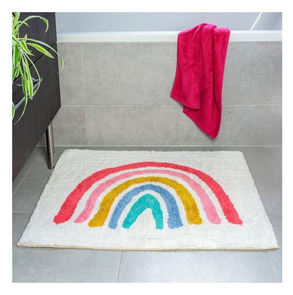 Biały dywanik łazienkowy 52,5x83 cm Rainbow – Rex London
