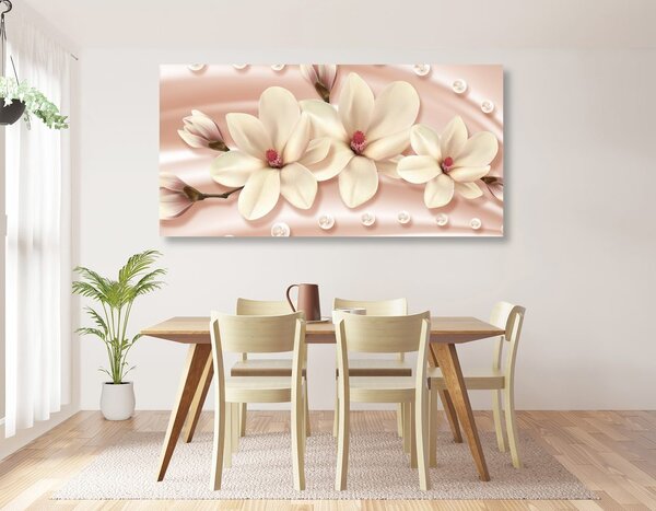 Obraz luksusowa magnolia z perłami
