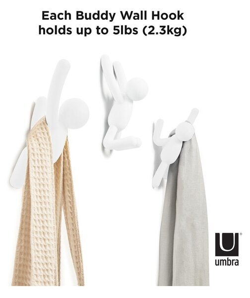 Ścienne plastikowe haczyki zestaw 3 szt. Buddy – Umbra