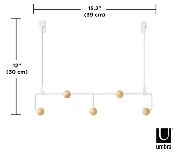 Biały metalowy wieszak na drzwi 39 cm Estique – Umbra
