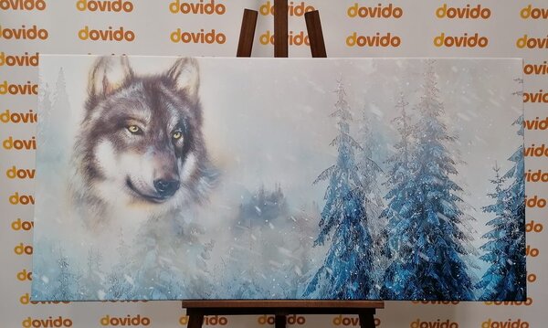 Obraz wilk w śnieżnym krajobrazie