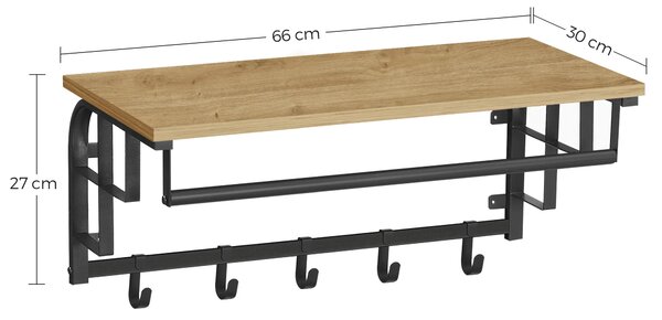 Industrialny wieszak na ubrania z półką dąb artisan D3-P25