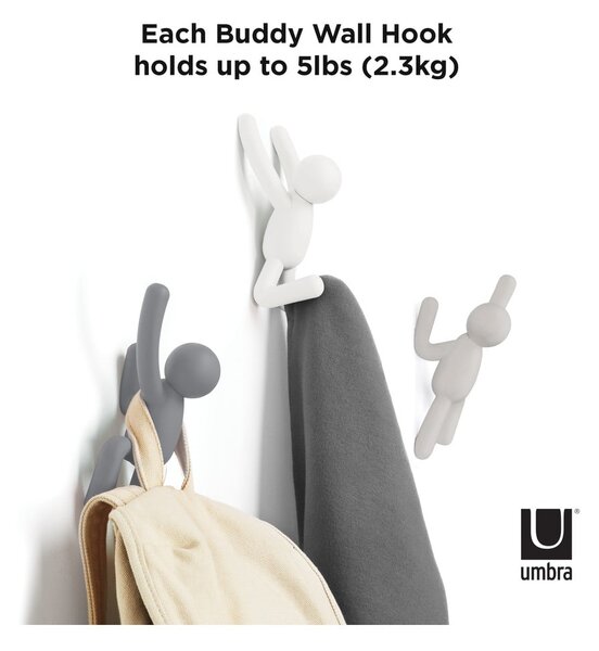Ścienne plastikowe haczyki zestaw 3 szt. Buddy – Umbra
