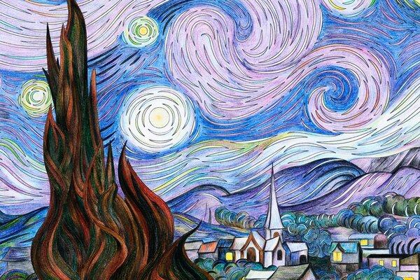 Obraz reprodukcja Gwieździstej nocy - Vincent van Gogh