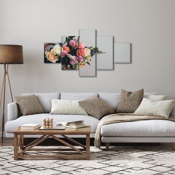 Obraz kosza z kwiatami (125x70 cm)
