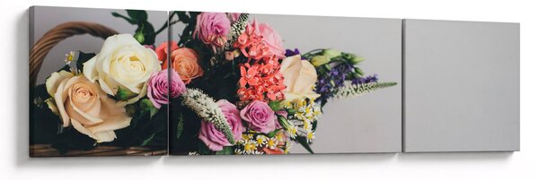 Obraz kosza z kwiatami (170x50 cm)