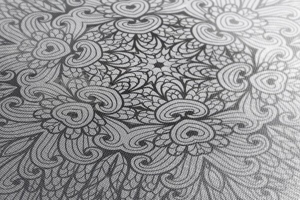 Obraz Mandala etniczna w wersji czarno-białej