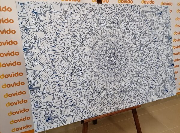 Obraz szczegółowa dekoracyjna Mandala w kolorze niebieskim