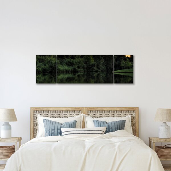 Obraz jeziora przy lesie (170x50 cm)