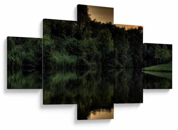 Obraz jeziora przy lesie (125x70 cm)