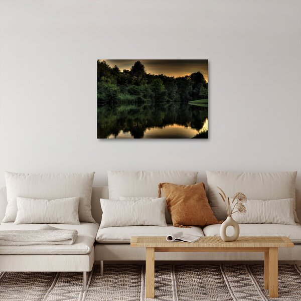 Obraz jeziora przy lesie (70x50 cm)