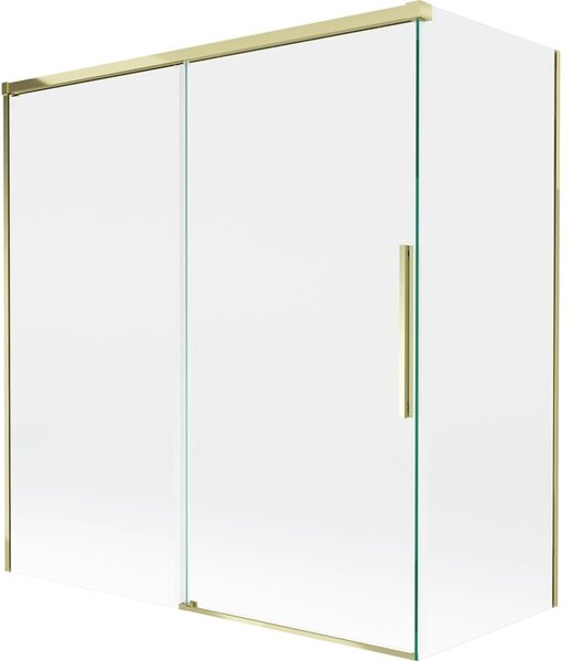 Mexen Rox parawan nawannowy 2-skrzydłowy rozsuwany 150 + 70 x 150 cm, transparent, złoty - 8C9-150-070-50-00