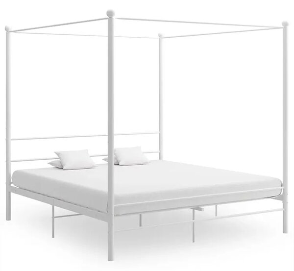Białe dwuosobowe łóżko metalowe 160x200 cm G5-C92