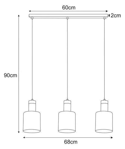 Potrójna lampa wisząca na listwie nad stół - 3X A471 S2-Z63