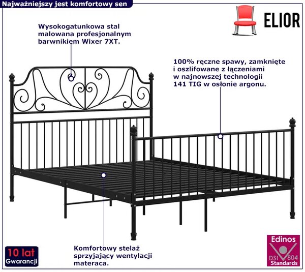 Czarne metalowe łóżko metalowe 160x200 cm Z5-P70