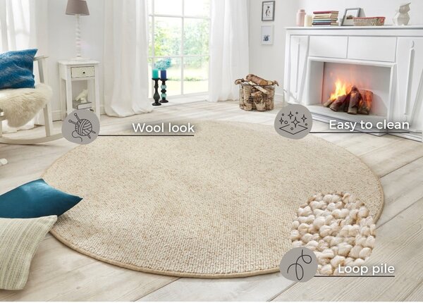 Kremowy okrągły dywan ø 133 cm Wolly – BT Carpet