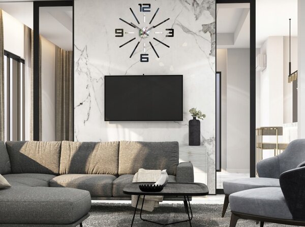 Zegar ścienny Naklejany Duży Nowoczesny Akrylowy na Ścianę do Salonu Loft