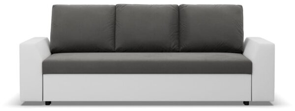 Kanapa rozkÅadana, Viktor, velvet, ekoskÃ³ra, 232x92x92 cm, biel, szary | TYLETEGOTU