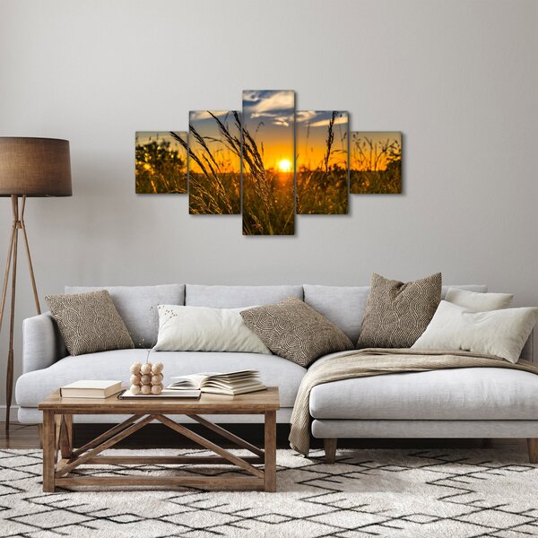 Obraz pola o zachodzie słońca (125x70 cm)