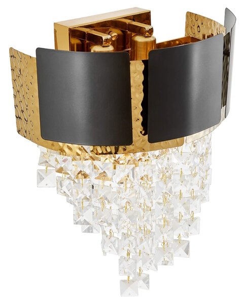 LAMPA ŚCIENNA KINKIET KRYSZTAŁOWY CZARNO-ZŁOTY MOLINA W2