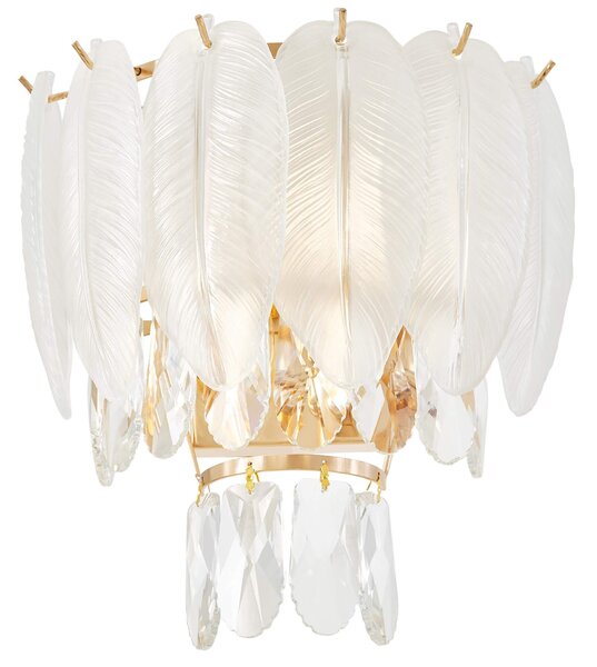 LAMPA ŚCIENNA KINKIET KRYSZTAŁOWY BIAŁO-ZŁOTY CAVALINI W2