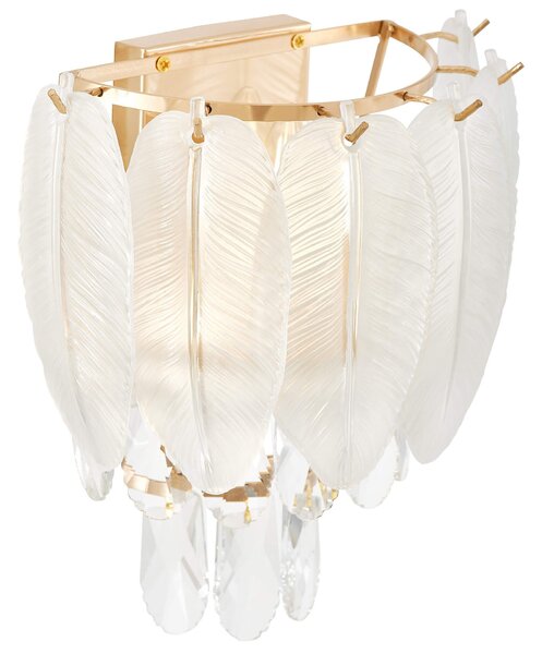 LAMPA ŚCIENNA KINKIET KRYSZTAŁOWY BIAŁO-ZŁOTY CAVALINI W2