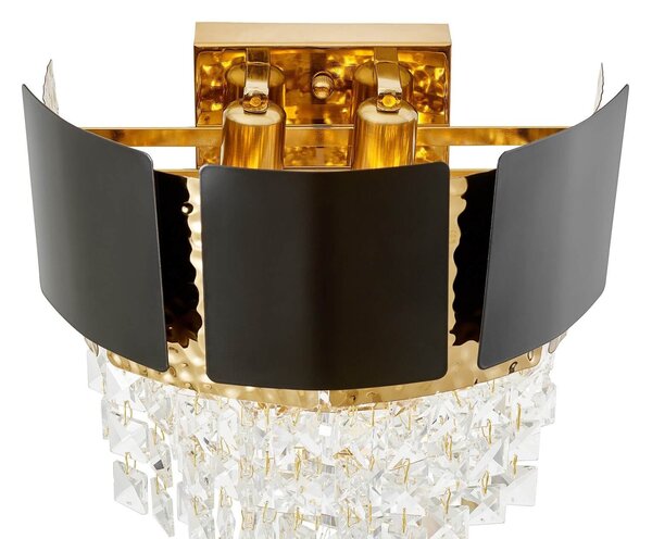 LAMPA ŚCIENNA KINKIET KRYSZTAŁOWY CZARNO-ZŁOTY MOLINA W2
