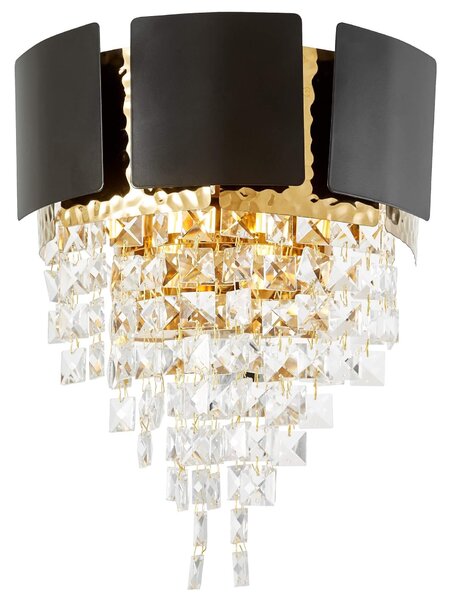LAMPA ŚCIENNA KINKIET KRYSZTAŁOWY CZARNO-ZŁOTY MOLINA W2