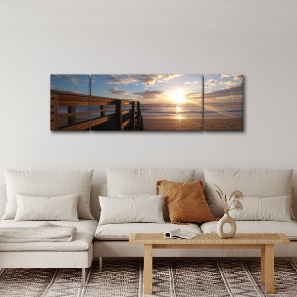 Obraz molo, plaży i morza (170x50 cm)