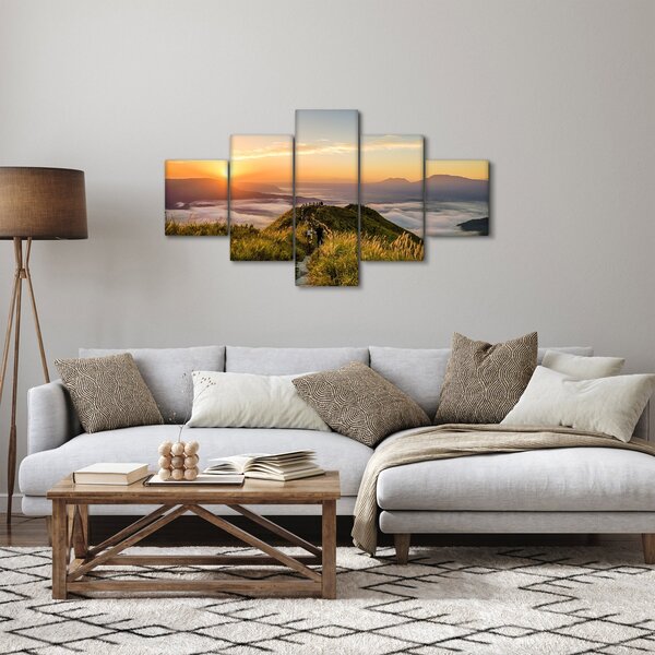 Obraz góry o zachodzie słońca (125x70 cm)