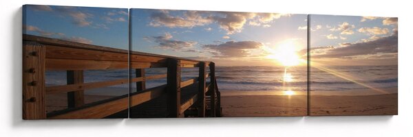 Obraz molo, plaży i morza (170x50 cm)