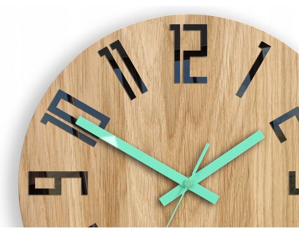 Zegar na Ścianę Nowoczesny Drewniany z Dużymi cyframi Okrągły Cichy Loft