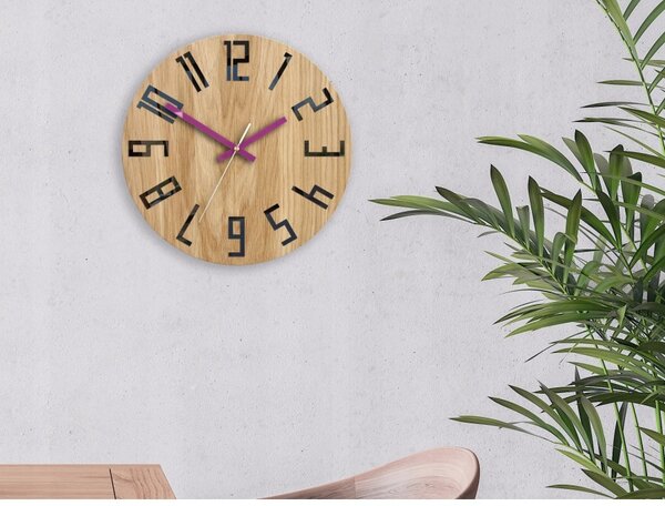 Zegar na Ścianę Nowoczesny Drewniany z Dużymi cyframi Okrągły Cichy Loft