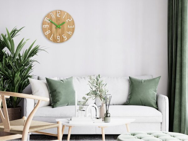 Zegar na Ścianę Nowoczesny Drewniany z Dużymi cyframi Okrągły Cichy Loft