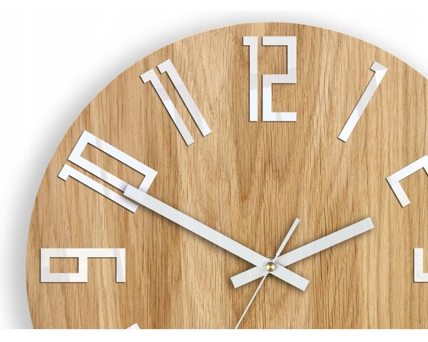 Zegar na Ścianę Nowoczesny Drewniany z Dużymi cyframi Okrągły Cichy Loft